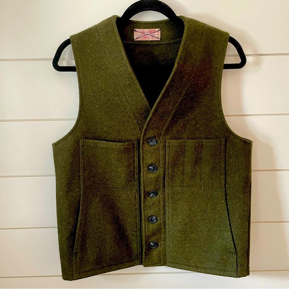Filson Mackinaw Wool Vest Men’s Medium Green.